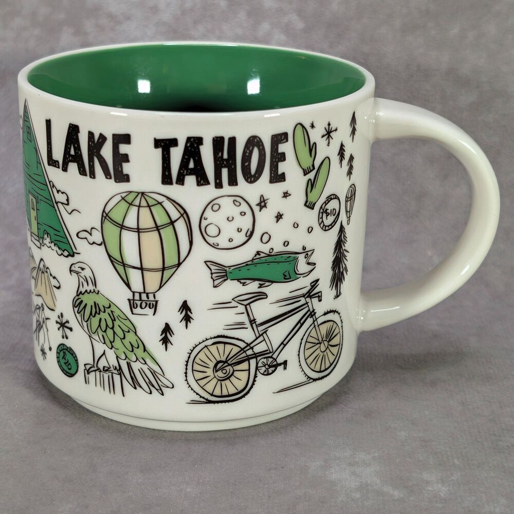 Starbucks Been There Series Lake Tahoe Coffee Mug 14oz 2021 Green Interior Cup
